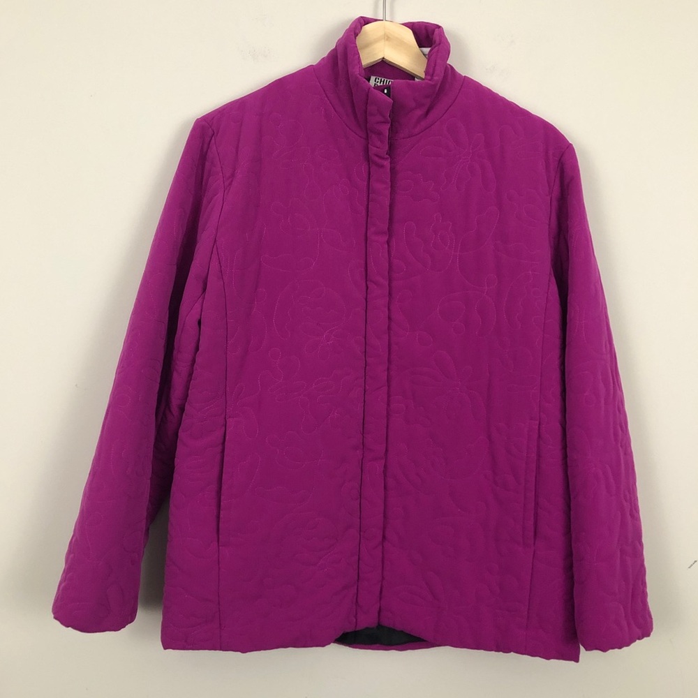 Chico’s Design Pink Quilted Full Zip Jacket